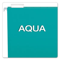 Colored Hanging Folders, Letter Size, 1-5-cut Tab, Aqua, 25-box
