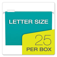 Colored Hanging Folders, Letter Size, 1-5-cut Tab, Aqua, 25-box