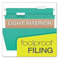 Colored Hanging Folders, Letter Size, 1-5-cut Tab, Aqua, 25-box