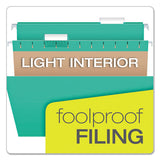 Colored Hanging Folders, Letter Size, 1-5-cut Tab, Aqua, 25-box