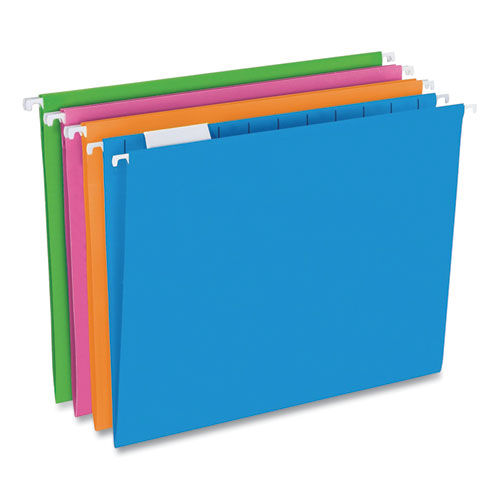 Glow Poly Hanging File Folders, Letter Size, 1-5-cut Tab, Assorted, 12-box