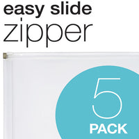 Poly Zip Envelope, Zipper Closure, 10 X 13, Clear, 5-pack