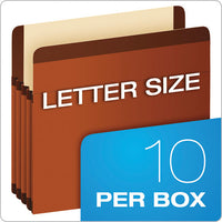 Premium Reinforced Expanding File Pockets, 3.5" Expansion, Letter Size, Red Fiber, 10-box