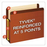 Premium Reinforced Expanding File Pockets, 3.5" Expansion, Legal Size, Red Fiber, 10-box