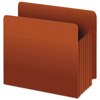 Heavy-duty End Tab File Pockets, 5.25" Expansion, Letter Size, Red Fiber, 10-box