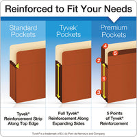 Heavy-duty End Tab File Pockets, 3.5" Expansion, Legal Size, Red Fiber, 10-box