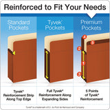 Heavy-duty End Tab File Pockets, 3.5" Expansion, Legal Size, Red Fiber, 10-box