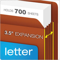 Heavy-duty End Tab File Pockets, 3.5" Expansion, Legal Size, Red Fiber, 10-box