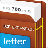 Heavy-duty End Tab File Pockets, 3.5" Expansion, Legal Size, Red Fiber, 10-box