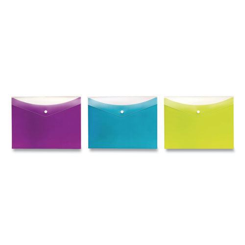 Dual Pocket Snap Envelope, 2 Sections, Letter Size, Assorted Colors, 3-pack