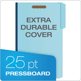 Heavy-duty Pressboard Folders W- Embossed Fasteners, Legal Size, Blue, 25-box