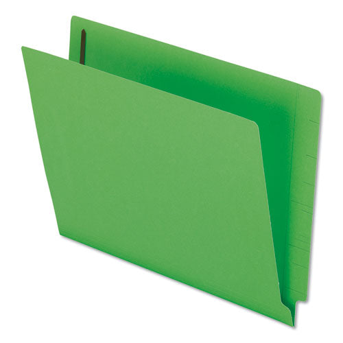 Colored Reinforced End Tab Fasteners Folders, Straight Tab, Letter Size, Green, 50-box