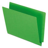 Colored End Tab Folders With Reinforced 2-ply Straight Cut Tabs, Letter Size, Green, 100-box