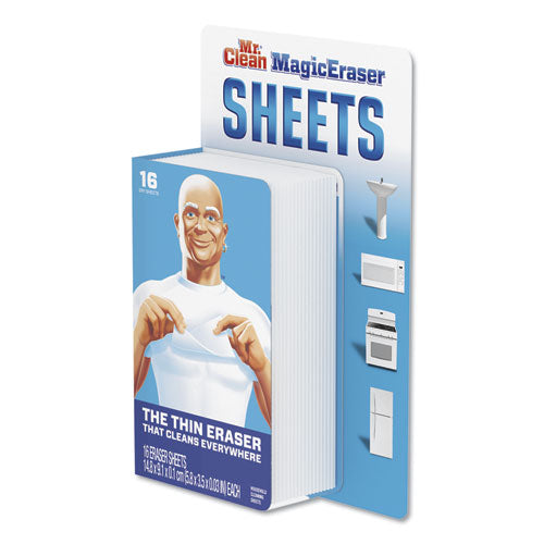 Magic Eraser Sheets, 3.5 X 5.8, 0.03" Thick, White, 16-pack