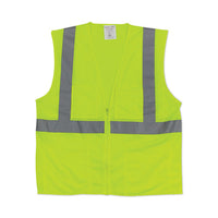 Ansi Class 2 Two-pocket Zipper Mesh Safety Vest, 2x-large, Hi-viz Lime Yellow