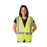 Ansi Class 2 Two-pocket Zipper Mesh Safety Vest, 2x-large, Hi-viz Lime Yellow