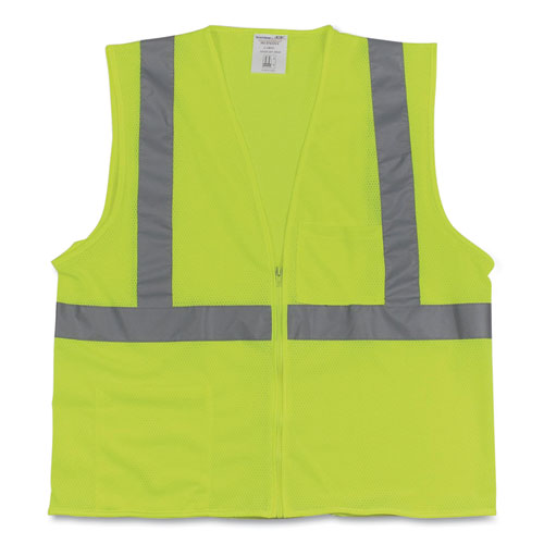 Two-pocket Zipper Safety Vest, Hi-viz Lime Yellow, X-large