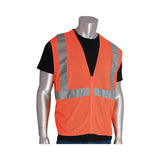 Ansi Class 2 Two-pocket Zipper Mesh Safety Vest, Polyester Mesh, Large, Orange