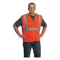 Ansi Class 2 Hook And Loop Safety Vest, Hi-viz Orange, X-large