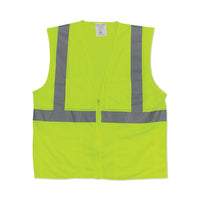 Ansi Class 2 Four Pocket Zipper Safety Vest, Polyester Mesh, 2x-large, Hi-viz Lime Yellow