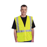 Ansi Class 2 Four Pocket Zipper Safety Vest, Polyester Mesh, 3x-large, Hi-viz Lime Yellow