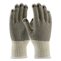 Pvc-dotted Cotton-polyester Work Gloves, Large, Gray-black, 12 Pairs