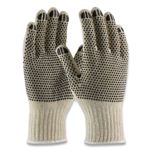 Pvc-dotted Cotton-polyester Work Gloves, Small, Gray-black, 12 Pairs