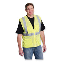 Ansi Class 2 Four Pocket Zipper Safety Vest, Polyester Mesh, Hi-viz Lime Yellow, 4x-large