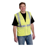 Ansi Class 2 Four Pocket Zipper Safety Vest, Polyester Mesh, Hi-viz Lime Yellow, 5x-large