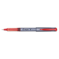 V Razor Point Liquid Ink Stick Marker Pen, 0.5mm, Red Ink, Gray Barrel, Dozen