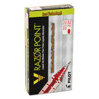 V Razor Point Liquid Ink Stick Marker Pen, 0.5mm, Red Ink, Gray Barrel, Dozen
