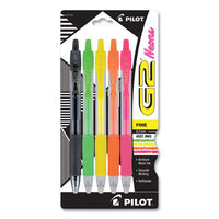 G2 Neon Retractable Gel Pen, Fine 0.7 Mm, Assorted Neon Ink-barrel, 5-pack
