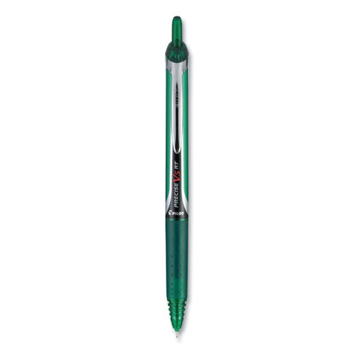 Precise V5rt Roller Ball Pen, Retractable, Extra-fine 0.5 Mm, Green Ink, Green-silver Barrel
