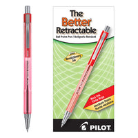 Better Retractable Ballpoint Pen, Medium 1mm, Red Ink, Translucent Red Barrel, Dozen