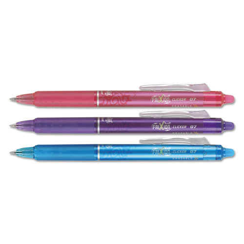Frixion Clicker Erasable Retractable Gel Pen, 0.7 Mm, Assorted Ink-barrel, 3-pack