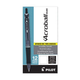 Acroball Colors Advanced Ink Ballpoint Pen, Retractable, Medium 1 Mm, Black Ink, Black Barrel, Dozen