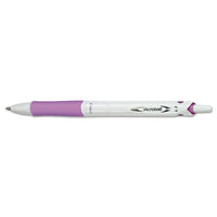 Acroball Purewhite Advanced Ink Ballpoint Pen, Retractable, Fine 0.7 Mm, Black Ink, White-purple Barrel