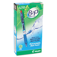 B2p Bottle-2-pen Retractable Ballpoint Pen, 1mm, Red Ink, Translucent Blue Barrel, Dozen