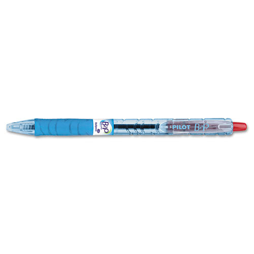 B2p Bottle-2-pen Retractable Ballpoint Pen, 1mm, Red Ink, Translucent Blue Barrel, Dozen