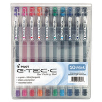 G-tec-c Ultra Stick Gel Pen, Ultra-fine 0.4 Mm, Blue Ink, Clear Barrel, Dozen
