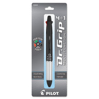 Dr. Grip 4 + 1 Retractable Ballpoint Pen-pencil, Black-blue-green-red Ink, Black Barrel