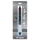 Dr. Grip 4 + 1 Retractable Ballpoint Pen-pencil, Black-blue-green-red Ink, Black Barrel