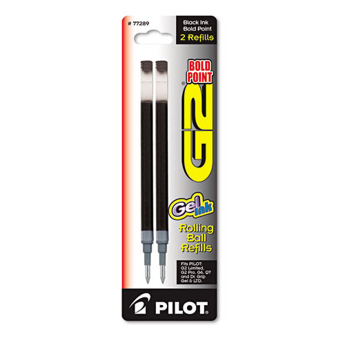 Refill For Pilot G2 Gel Ink Pens, Bold Point, Black Ink, 2-pack