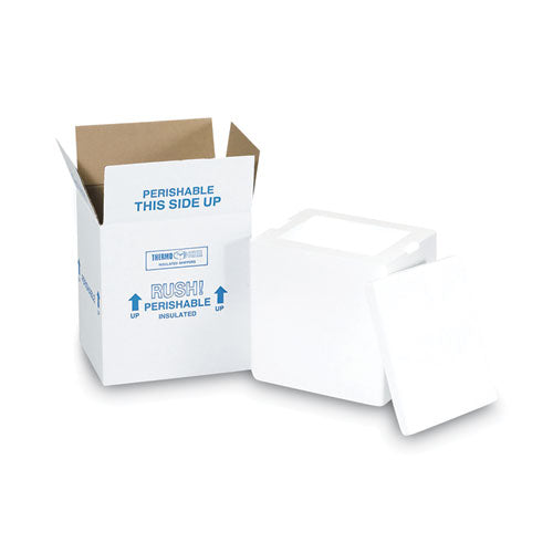 Insulated Shipping Container, 8 X 6 X 12, 1.5" Thick Foam, White-brown Kraft