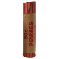 Preformed Tubular Coin Wrappers, Pennies, $.50, 1000 Wrappers-carton