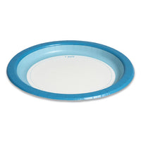 Heavy-weight Paper Plates, 10" Dia, White-blue, 125 Pack