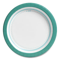 Everyday Paper Plates, 8.5" Dia, White-teal, 125-pack