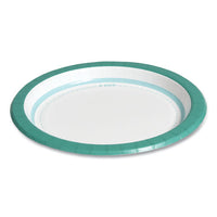 Everyday Paper Plates, 8.5" Dia, White-teal, 125-pack