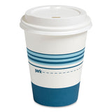 Paper Hot Cup And Plastic Dome Lid Combo, 12 Oz, White-blue, 50 Sets-pack