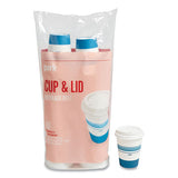 Paper Hot Cup And Plastic Dome Lid Combo, 12 Oz, White-blue, 50 Sets-pack